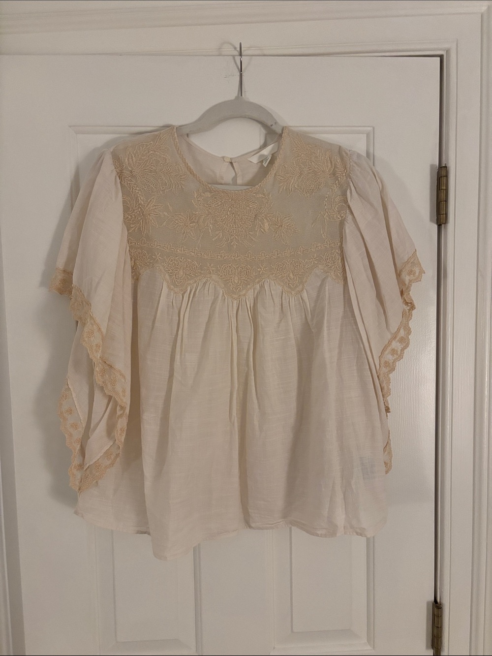 H&M Beige Lace Mesh Top
